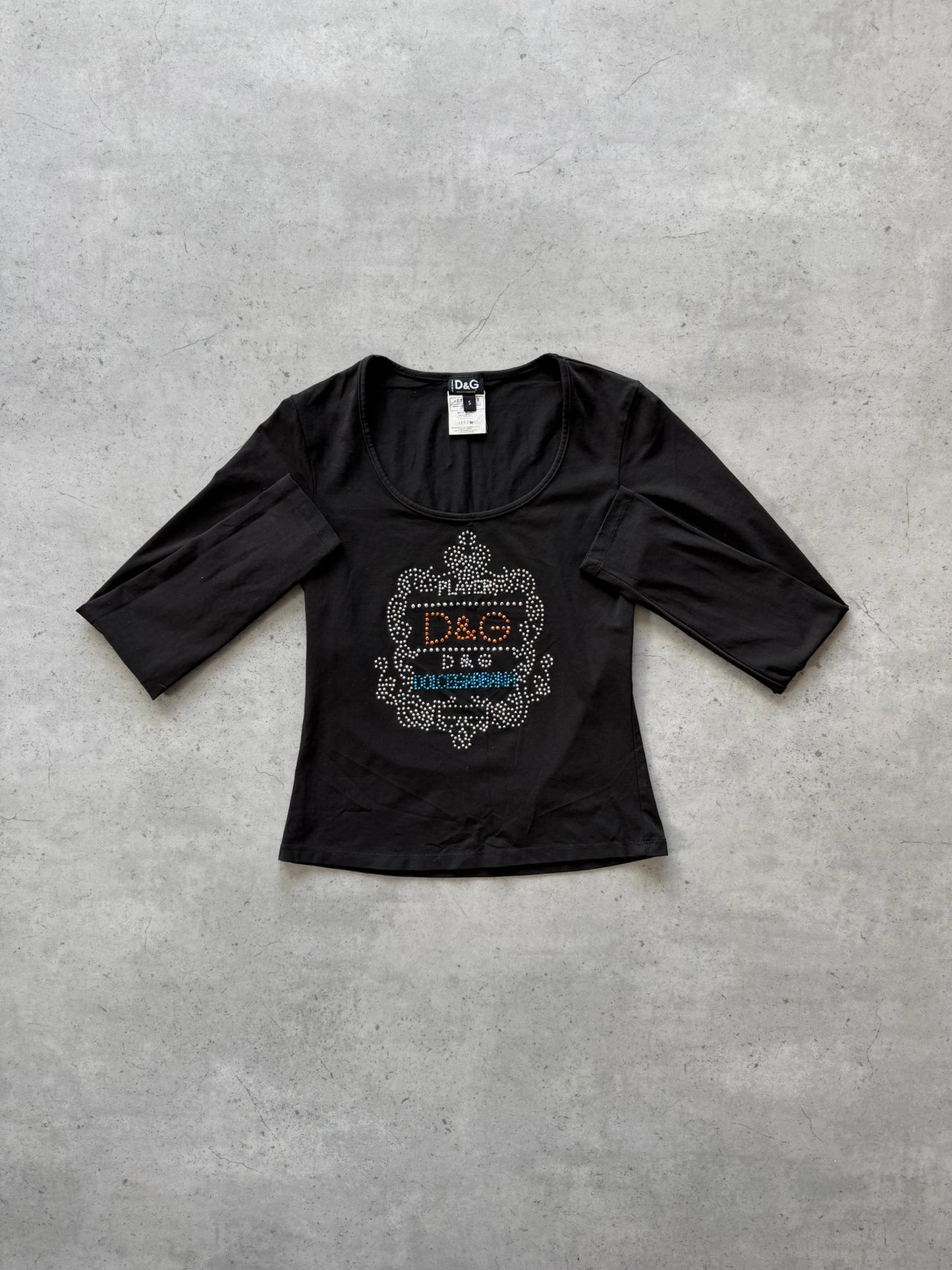 DOLCE & GABANNA black graphic long sleeve top ★ Size labelled small