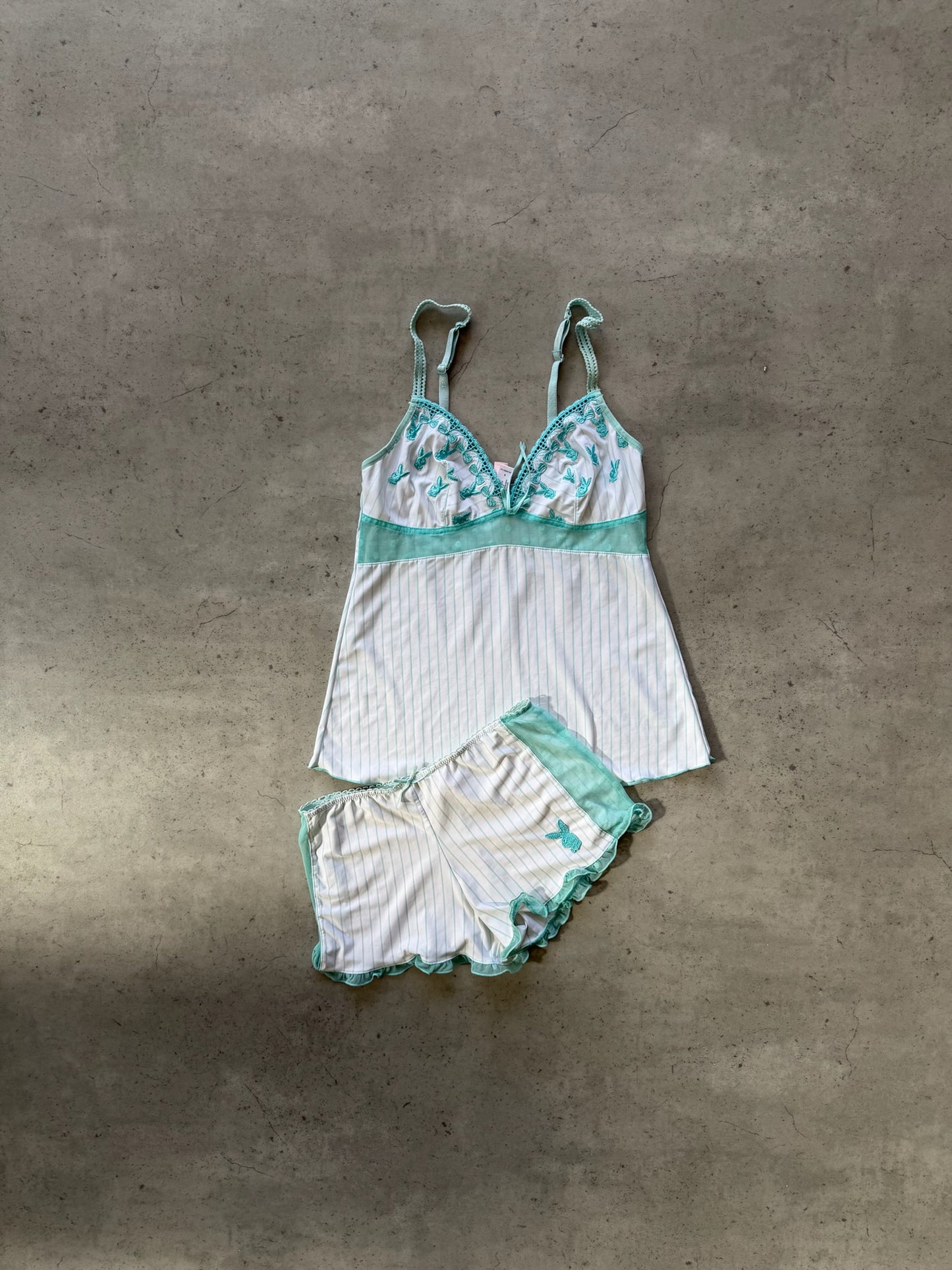 PLAYBOY rare white + blue festival set ★ Size Est small