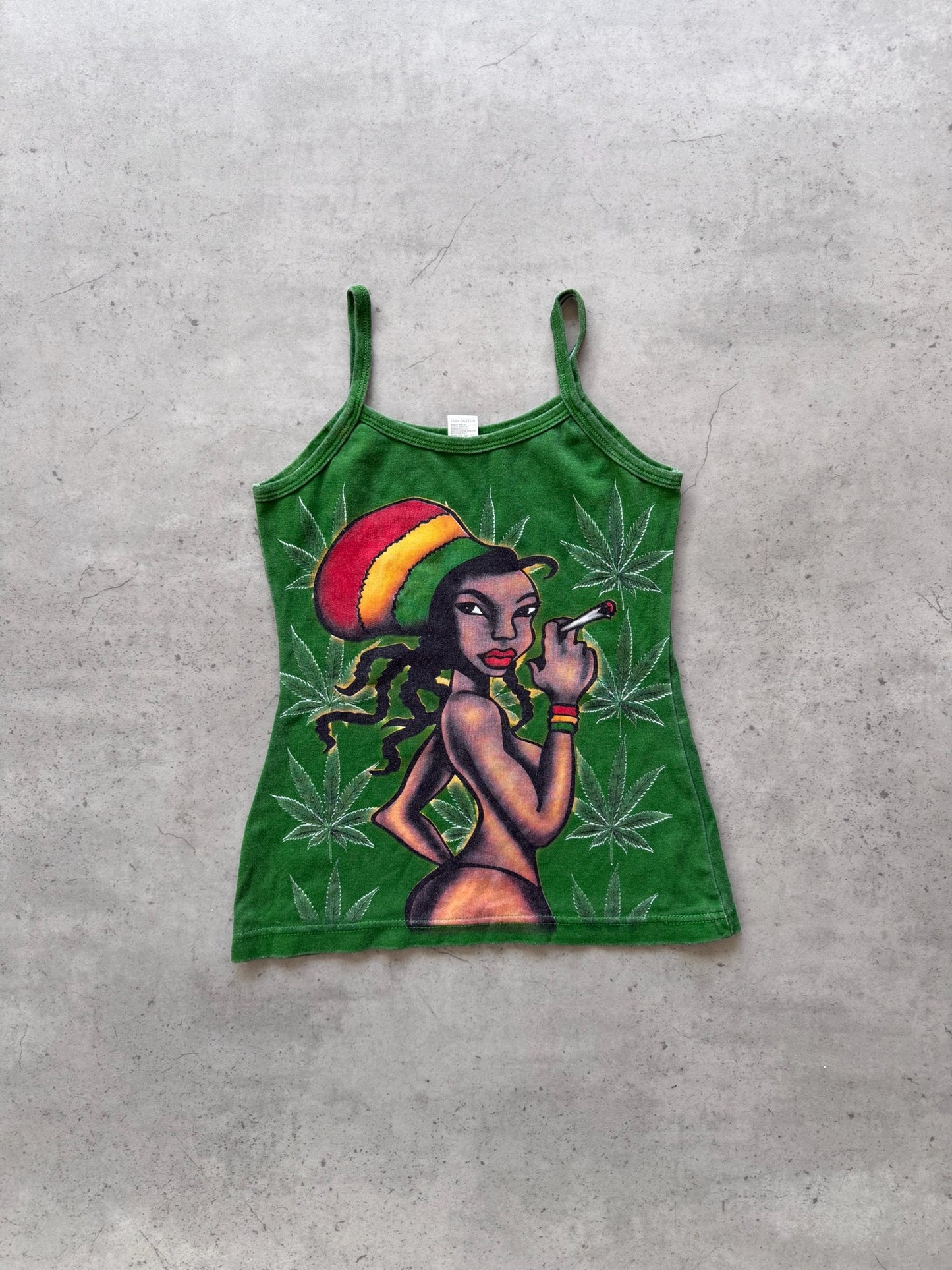 ICE BLUE green "weed" tank★ Size est small