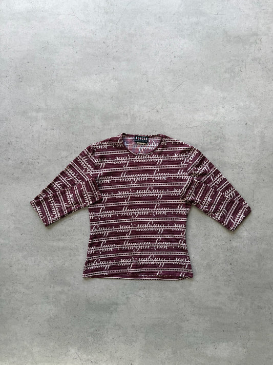 MORGAN DE TOI burgandy graphic long sleeve top ★ Size est medium