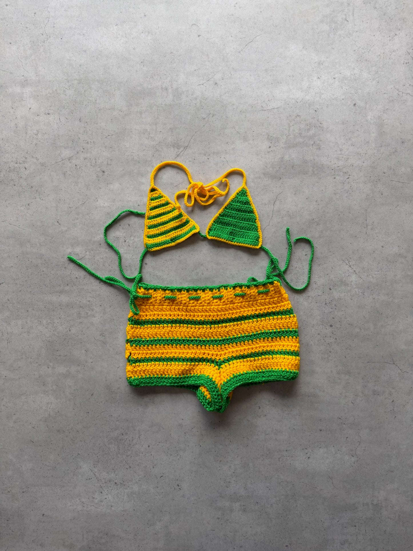 Green + yellow handmade crotchet festival set ★ Size Est small