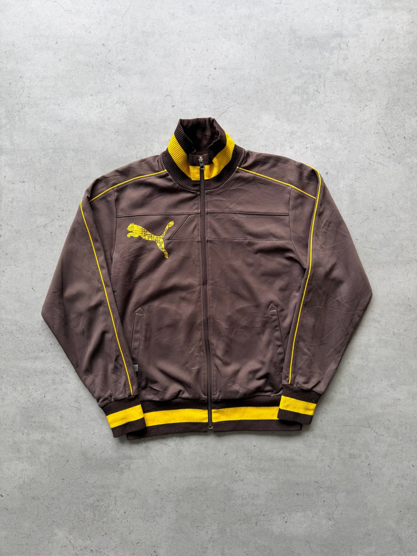 PUMA brown + yellow track jacket ★ Size Est small