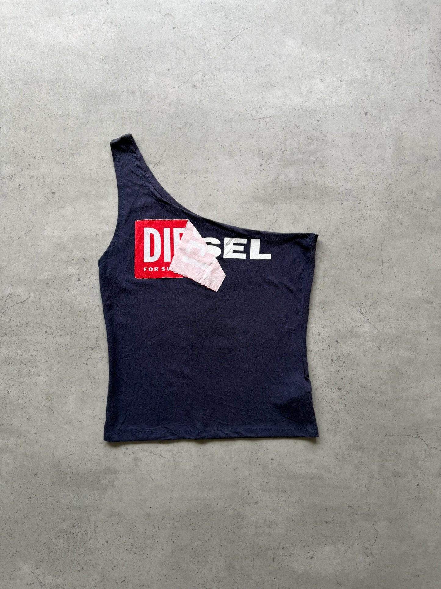 DIESEL navy one shoulder top ★ Size est medium