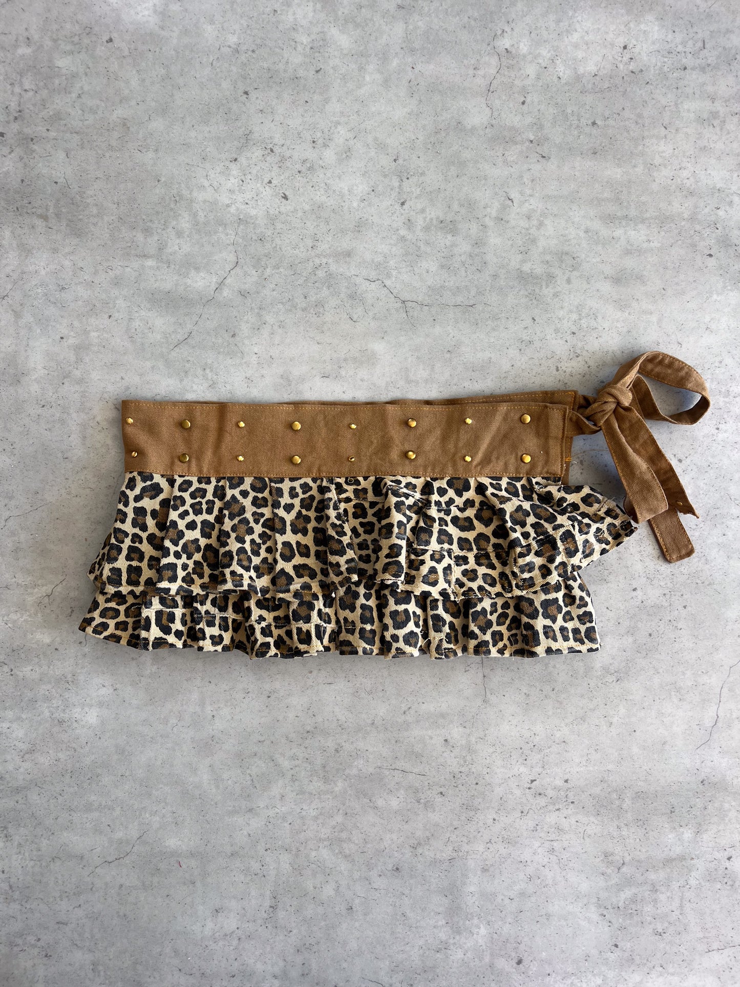 Reworked leopard print micro belt skirt ★ Size estimated XS