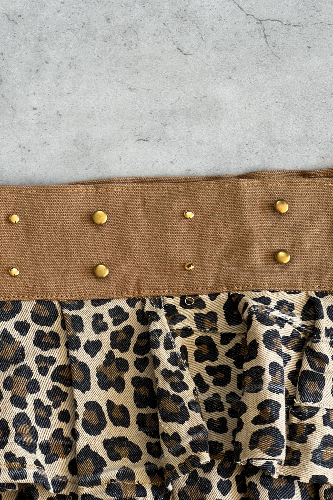 Reworked leopard print micro belt skirt ★ Size estimated XS