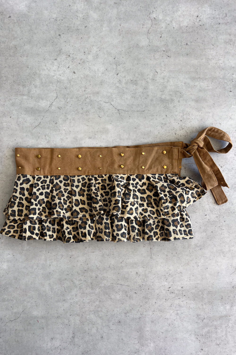 Reworked leopard print micro belt skirt ★ Size estimated XS