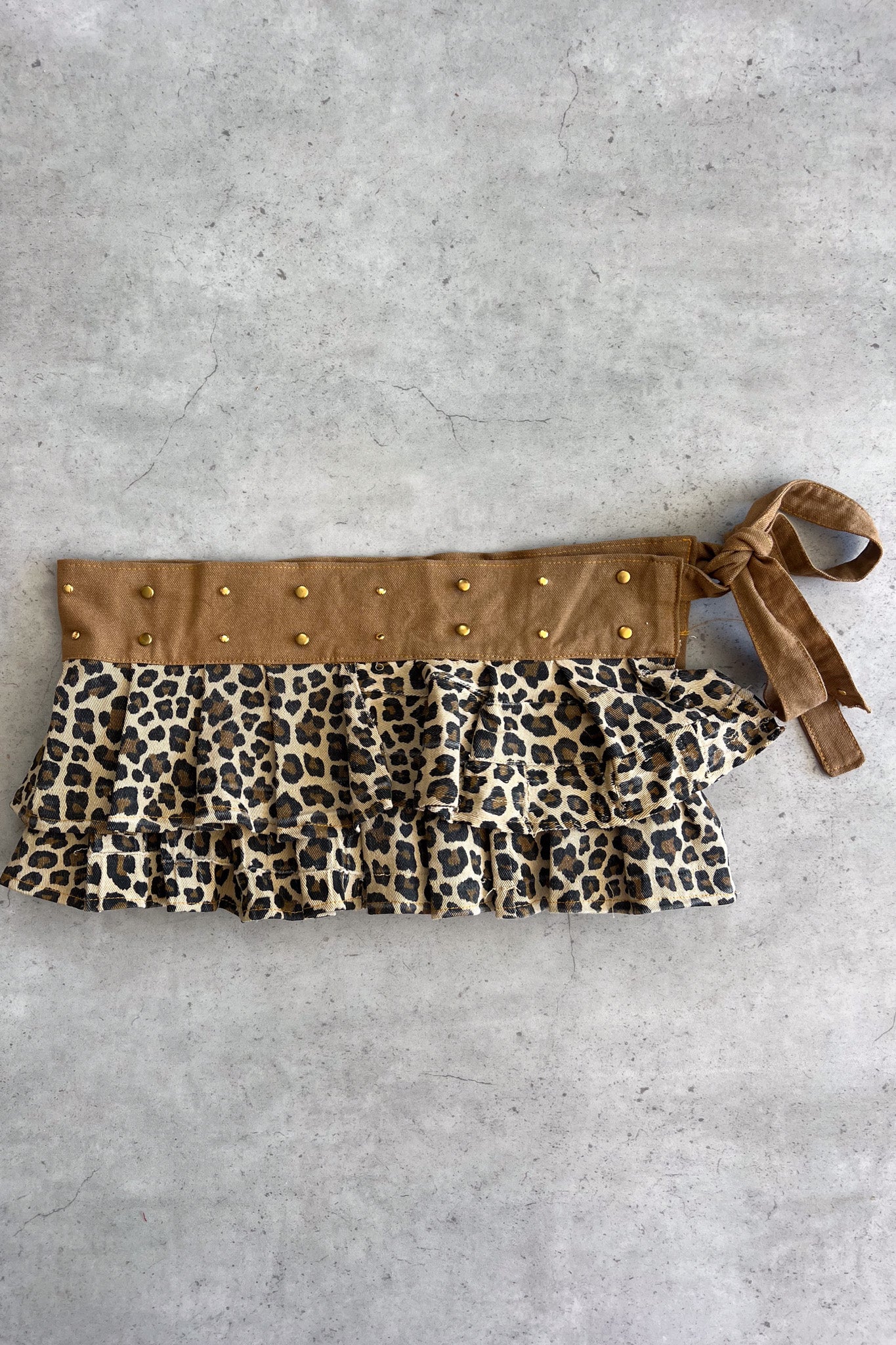Reworked leopard print micro belt skirt ★ Size estimated XS
