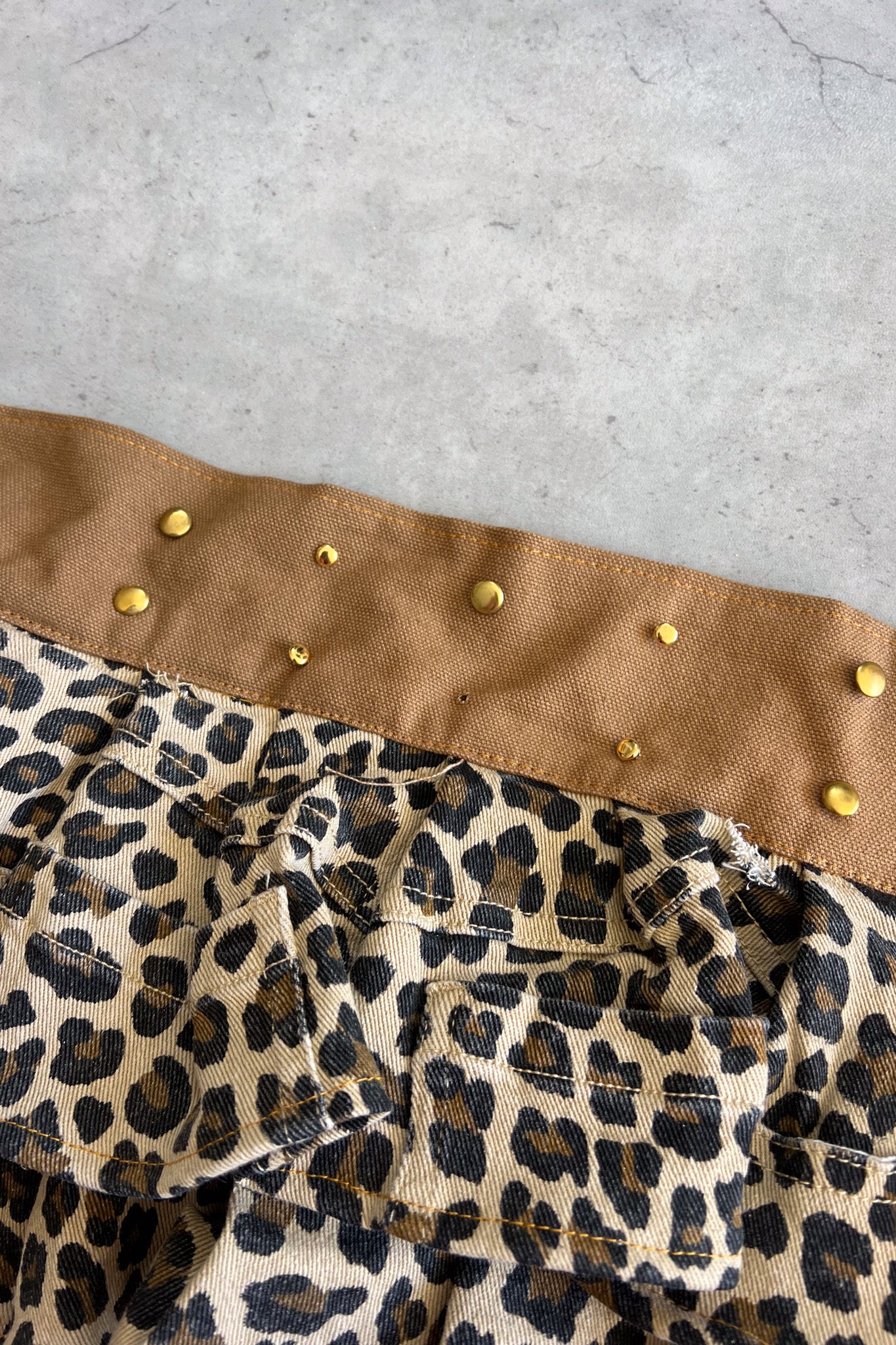 Reworked leopard print micro belt skirt ★ Size estimated XS