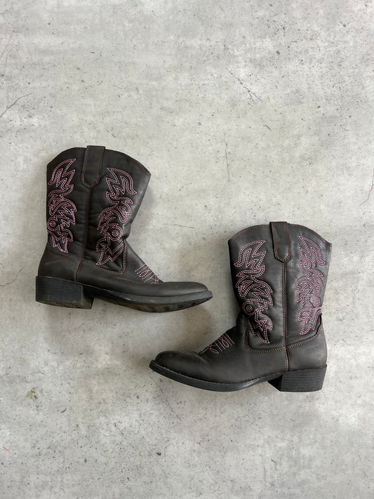 Black embroidered cowboy boots ★ Size UK 3
