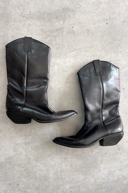 Black leather cowboy boots ★ Size 6.5