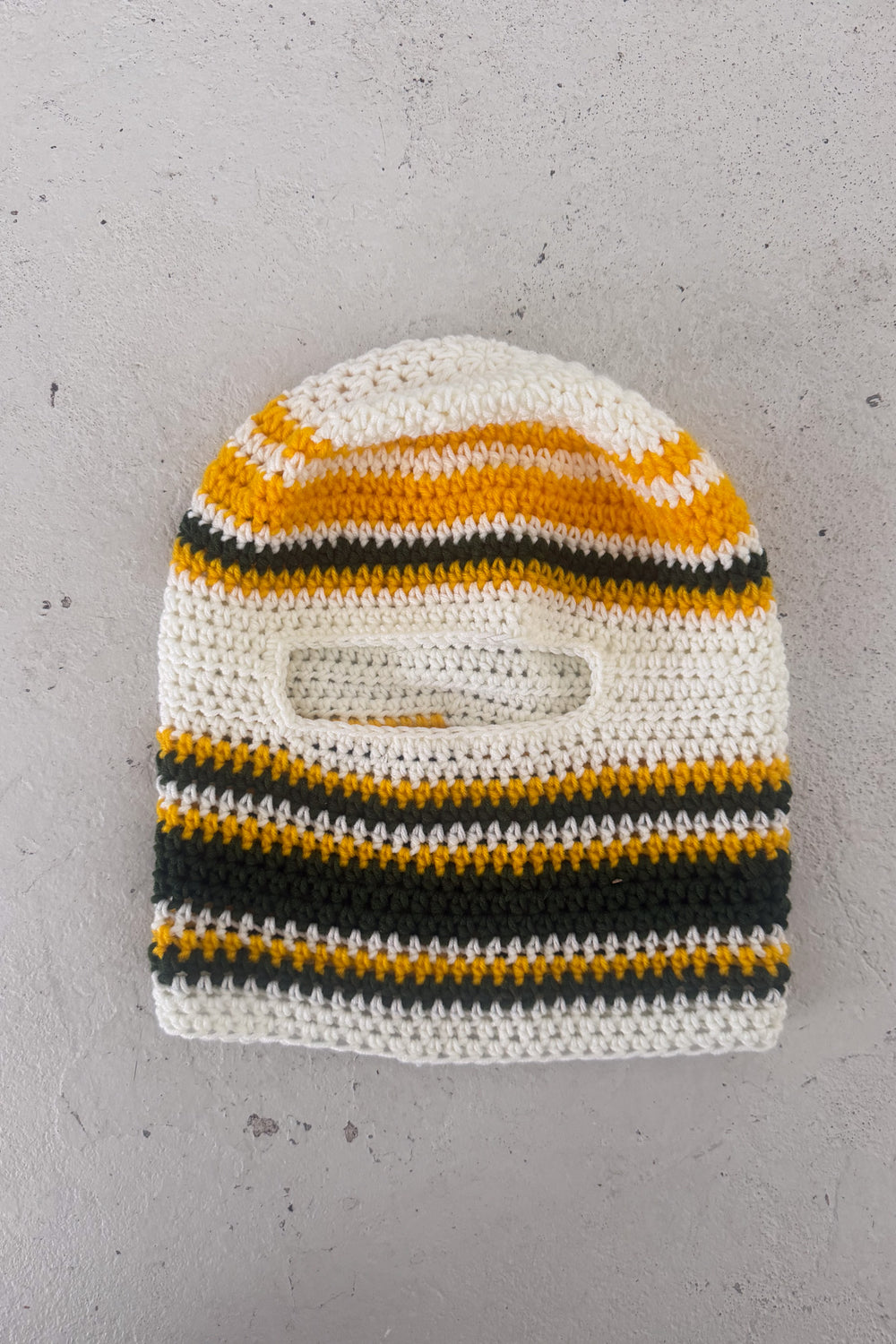 Handmade green & yellow crotchet festival balaclava ★