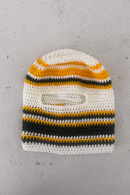 Handmade green & yellow crotchet festival balaclava ★