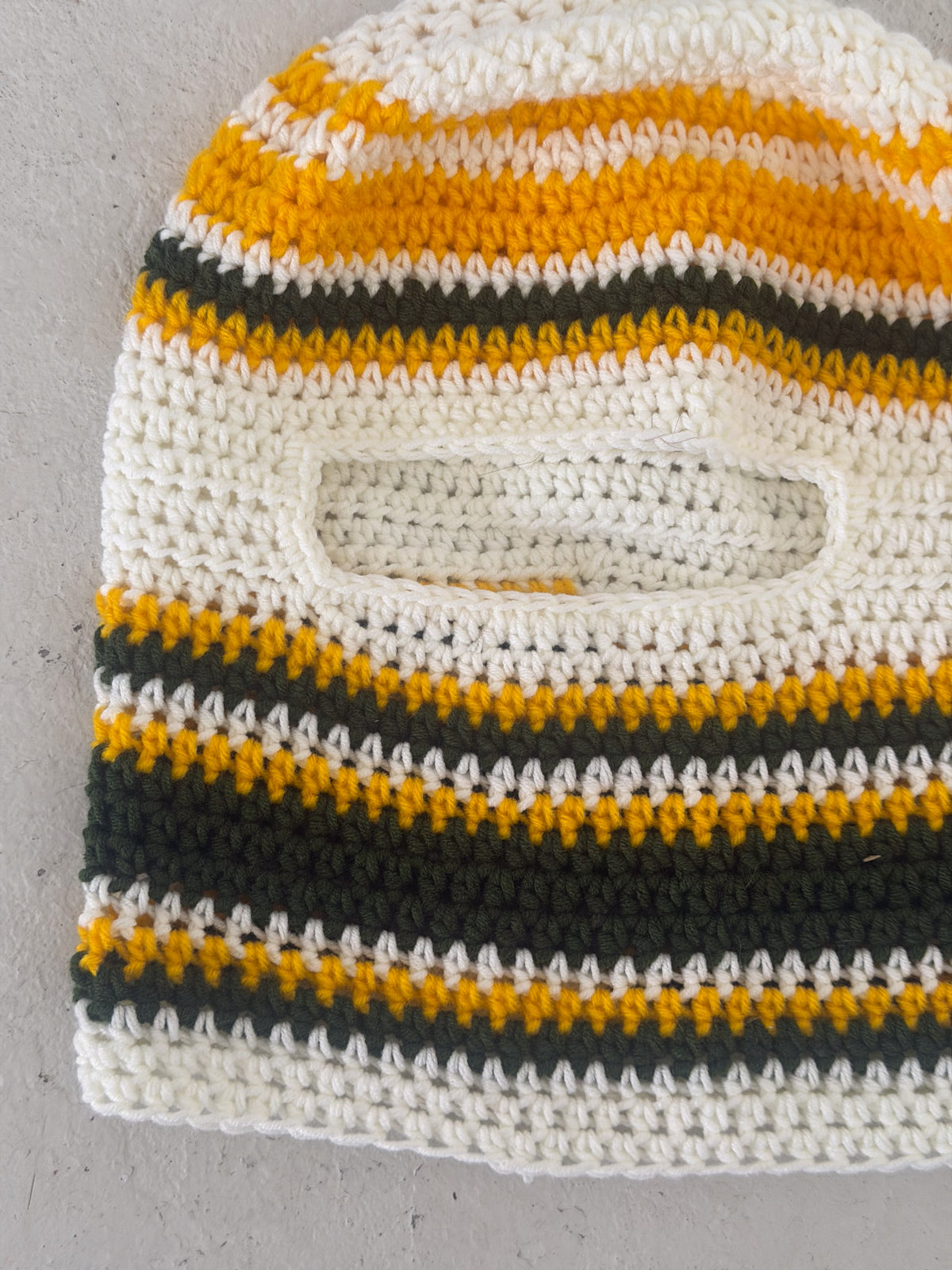 Handmade green & yellow crotchet festival balaclava ★