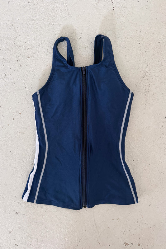 Vintage blue + white sport tank ★ Size estimated XS