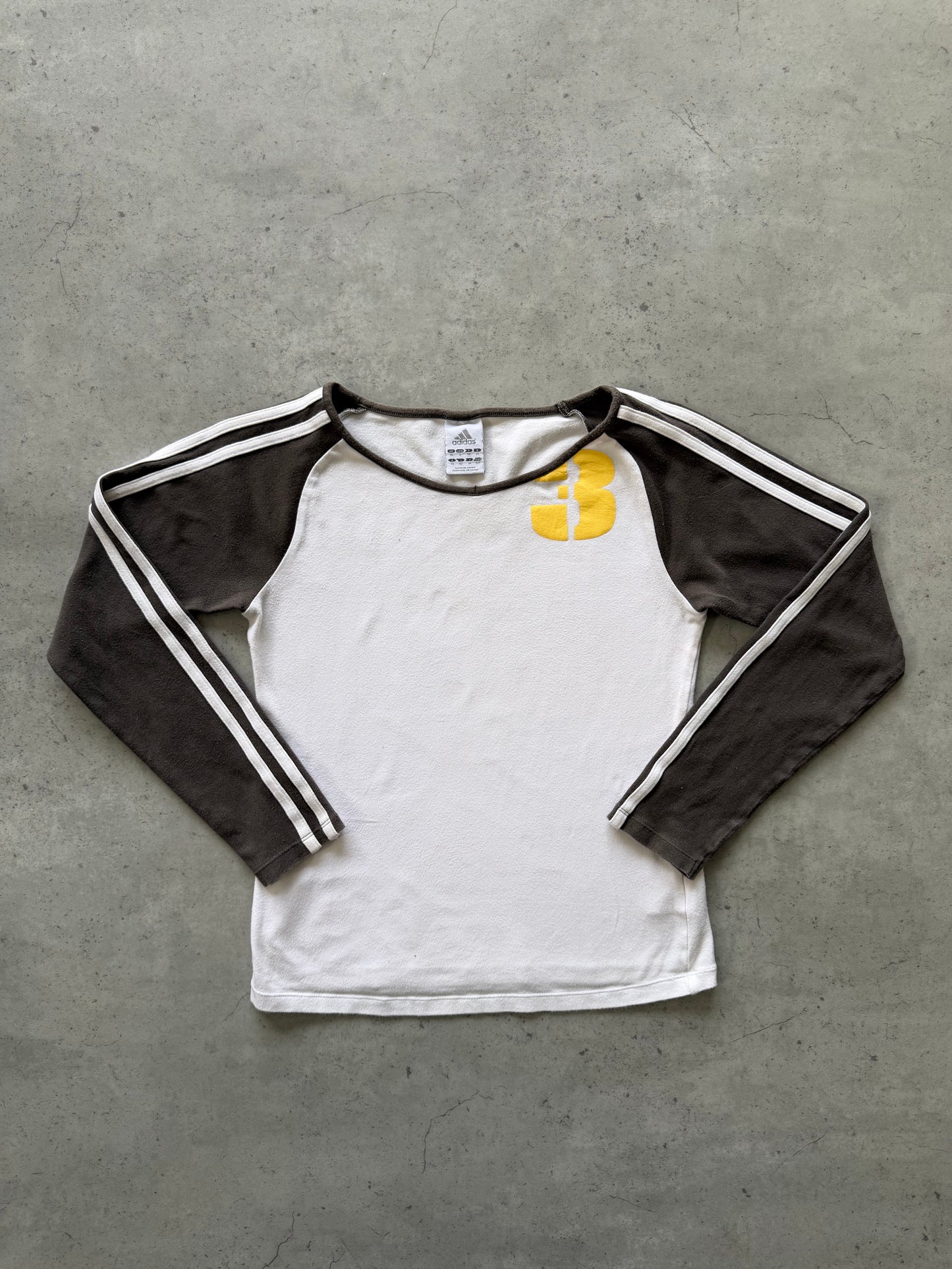 ADIDAS white + grey long sleeve top ★ Size labelled small