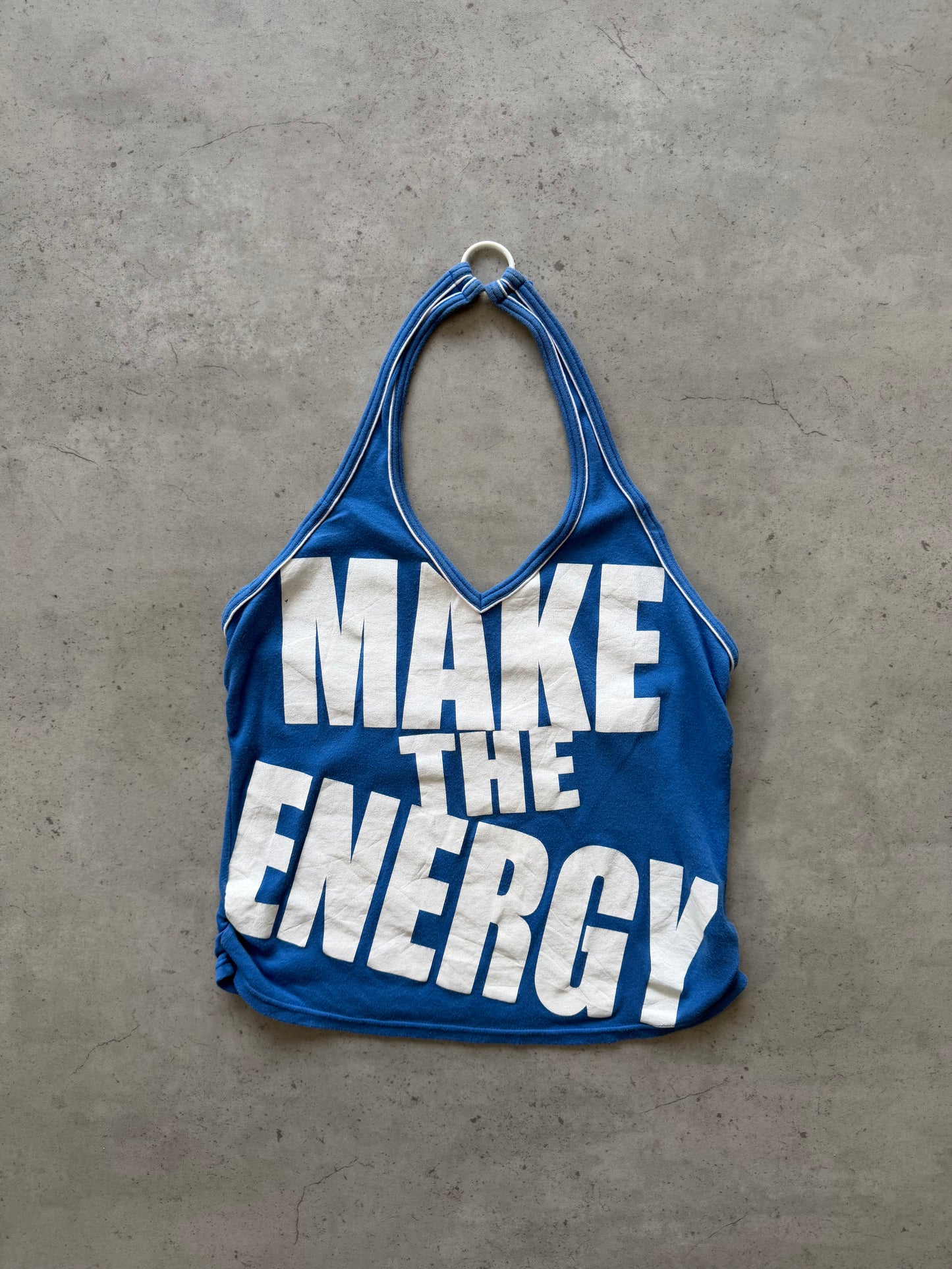 Blue "make the energy" halter  ★ Size labelled large