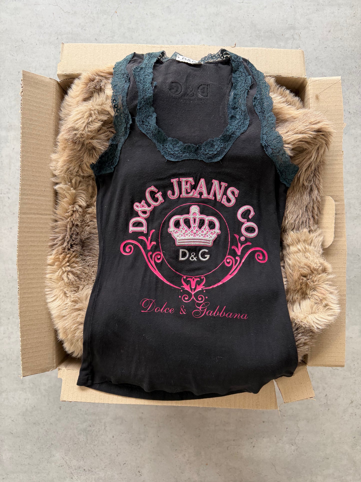 DOLCE & GABBANA black + pink tank ★ Size est medium