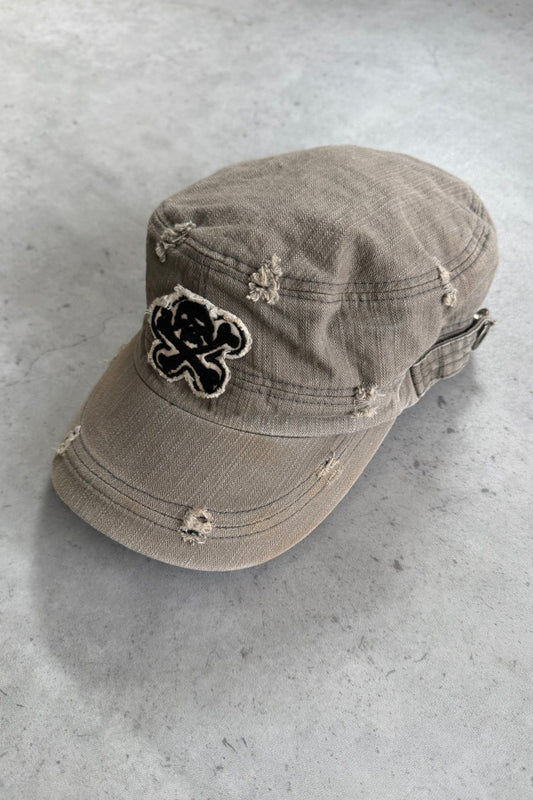 Khaki skull distressed cadet hat ★