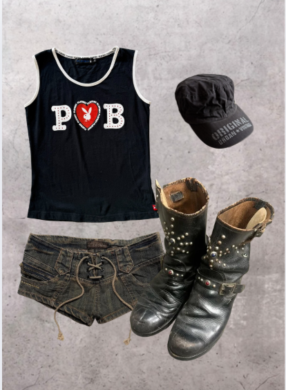 PLAYBOY navy graphic tank  ★ Size labelled large