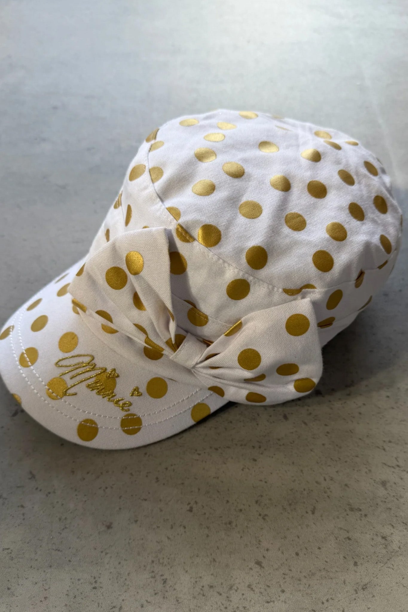 White & gold polka dot cadet hat ★