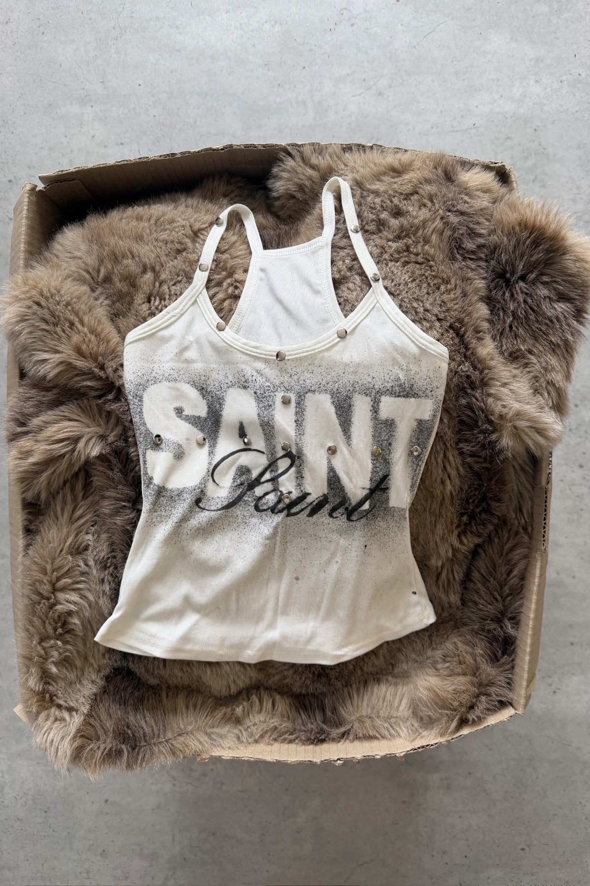 SAINT white embelished tank ★ Size estimated small