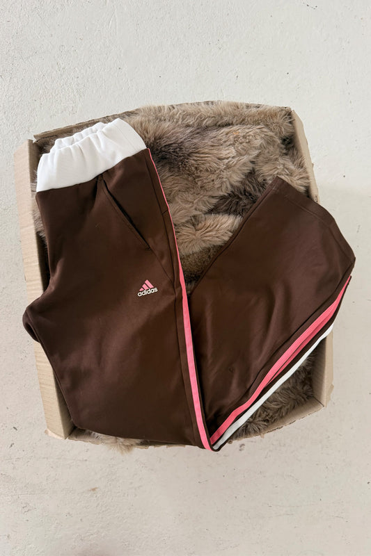 ADIDAS brown + pink track pants ★ Size labelled small
