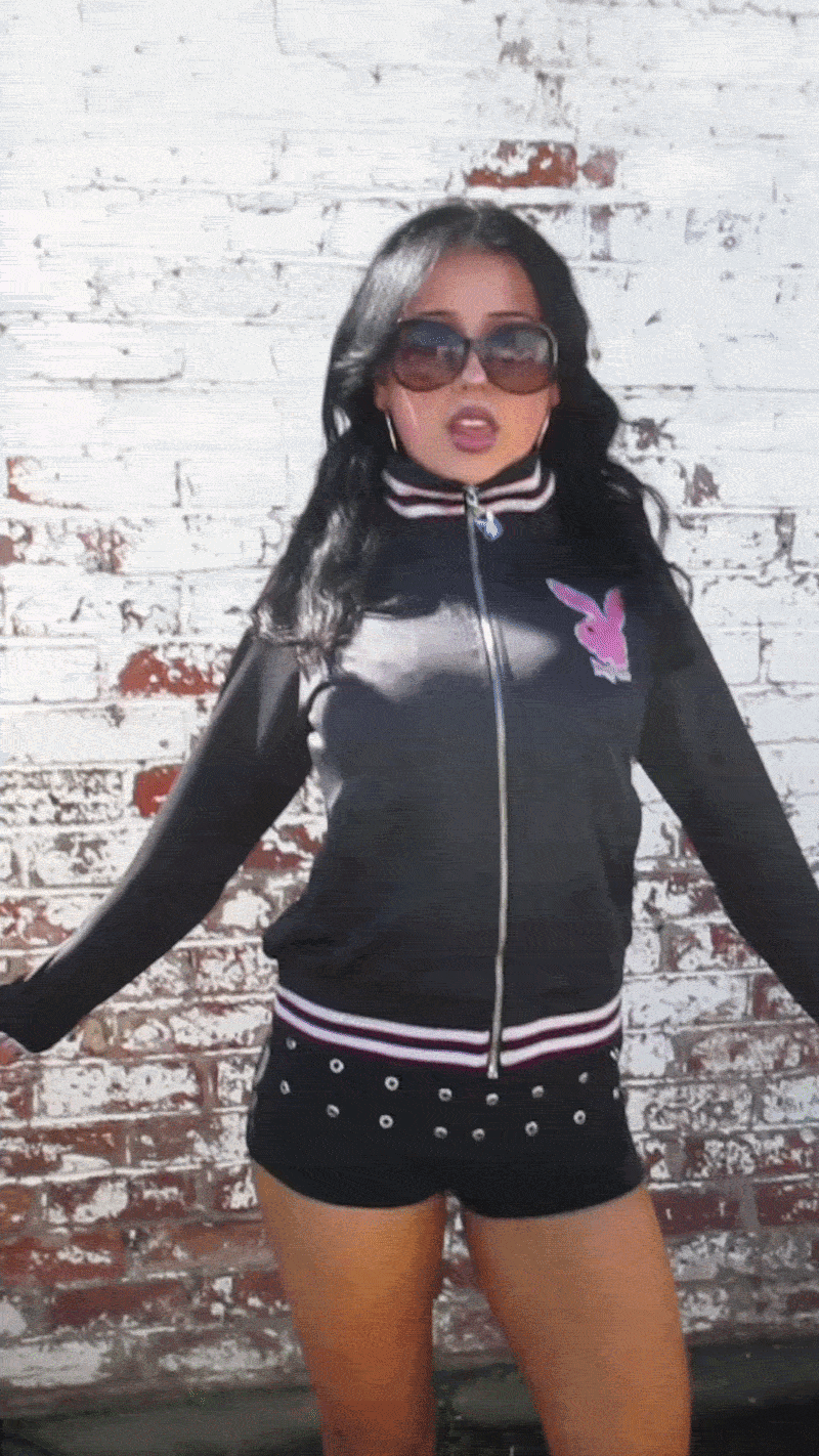 PLAYBOY black + pink track jacket ★ Size est small